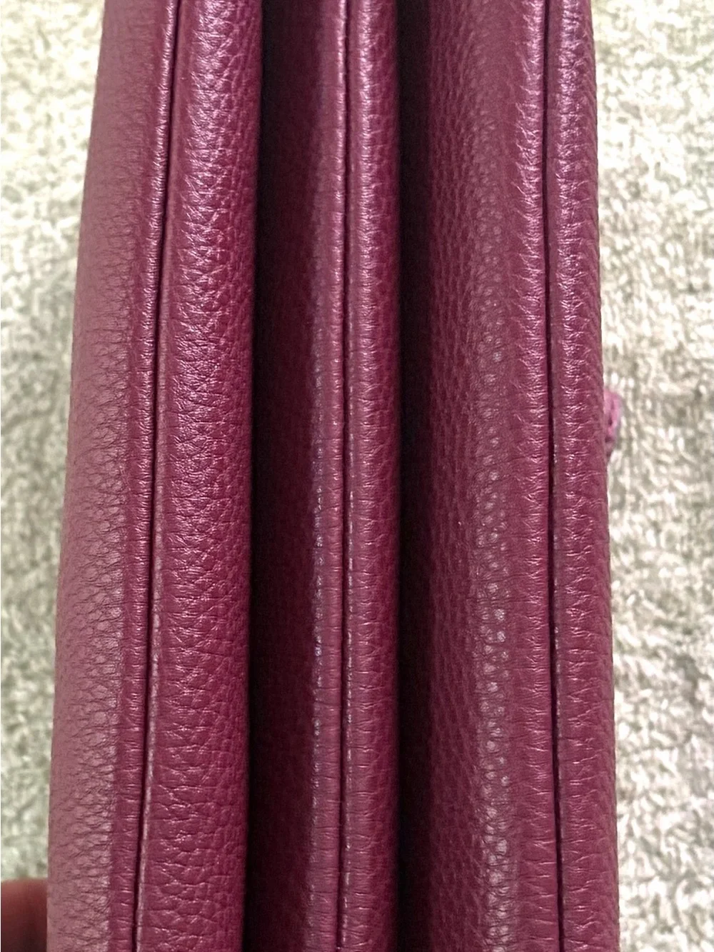 Nanette Lepore Wine Pebbled Leather Wristlet with Gold Hardware